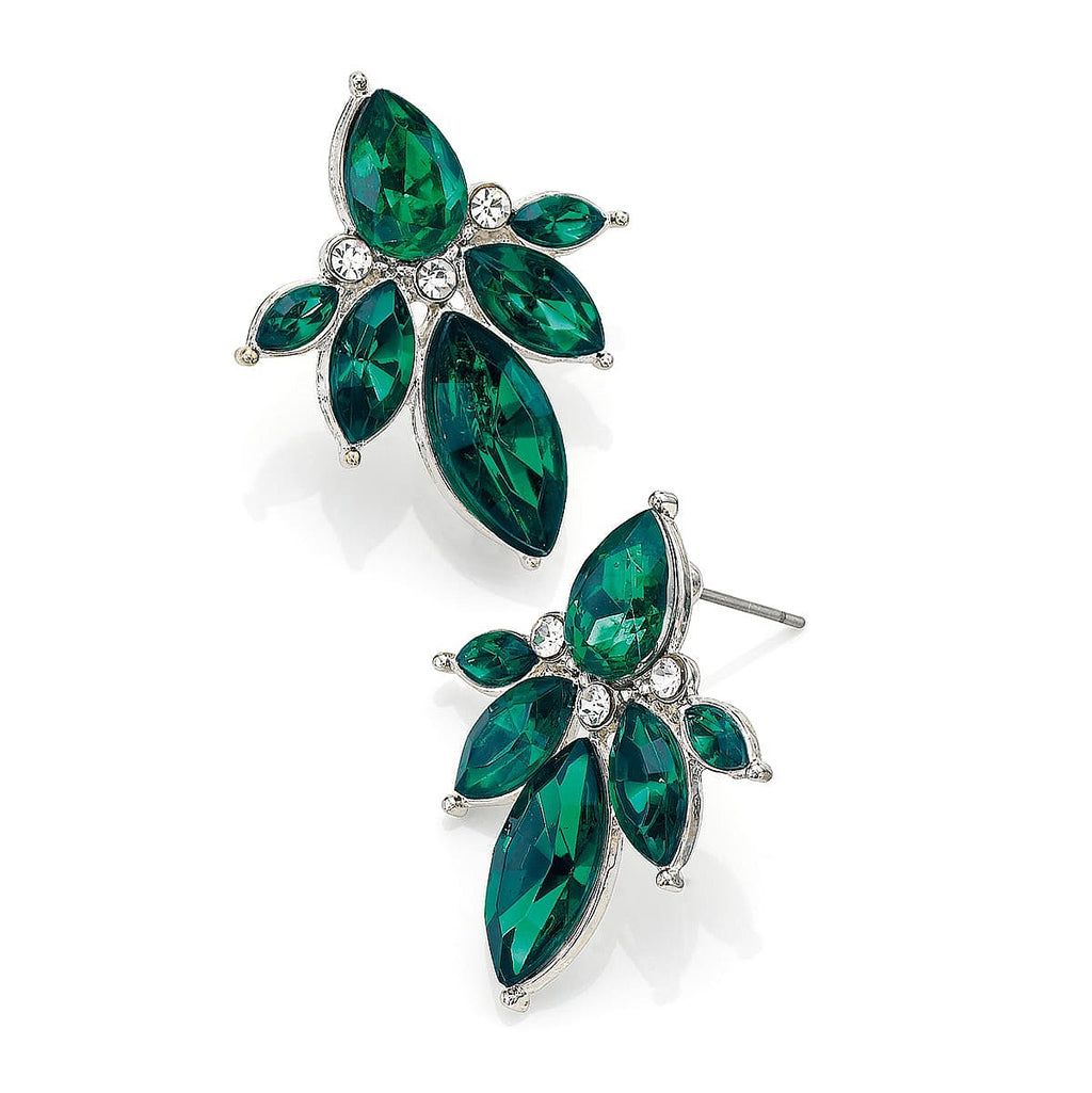 Boucles d'oreilles en cristal vert pailleté