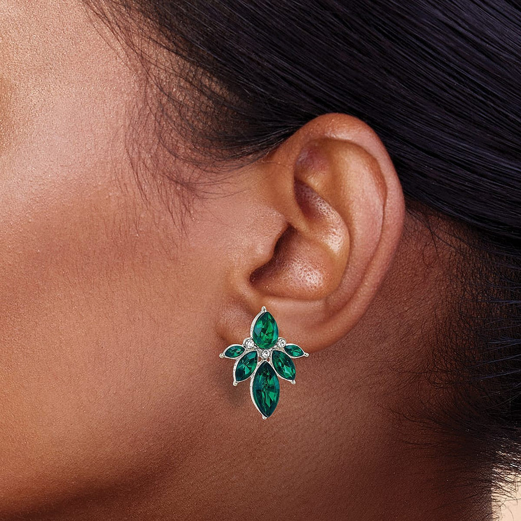 Boucles d'oreilles en cristal vert pailleté